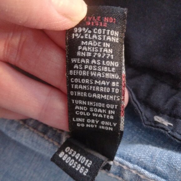 Jordan Craig Distressed Design Back Jean Jacket Size Medium - Picture 13 of 13